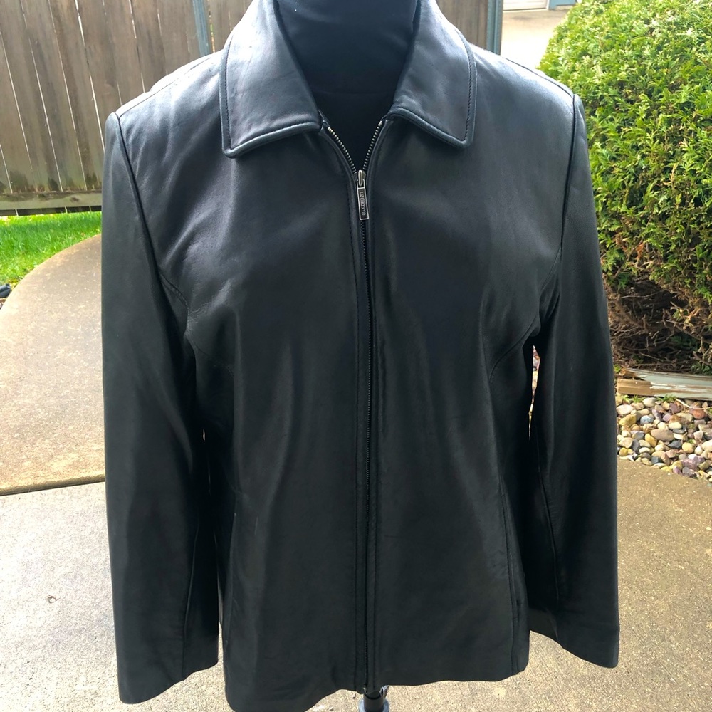 Liz Claiborne Black Genuine Leather Jacket XL